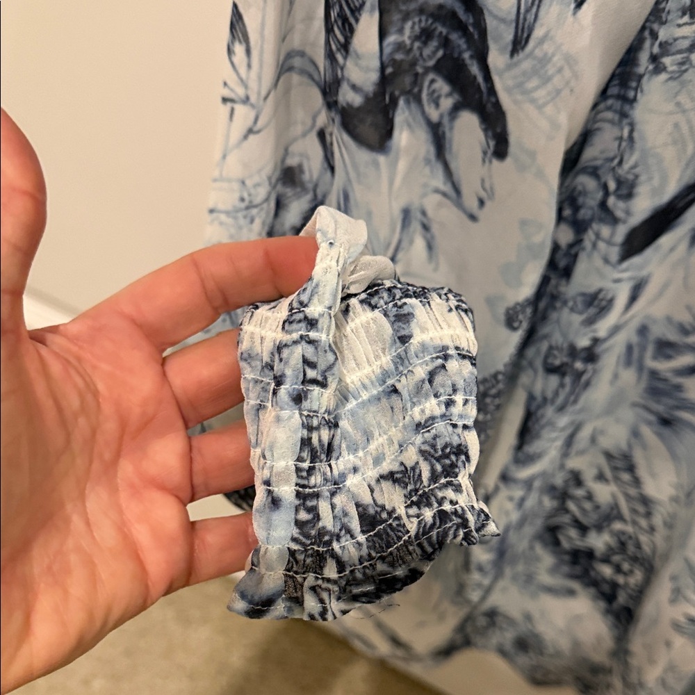 Chico's Blue and White Floral Blouse - Picture 5 of 7